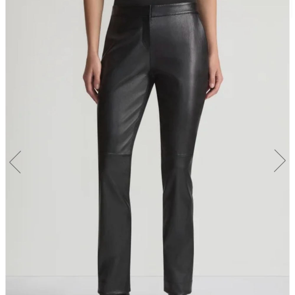 Lafayette 148 New York Black Straight Leg Leather Pants, Size 8, never worn